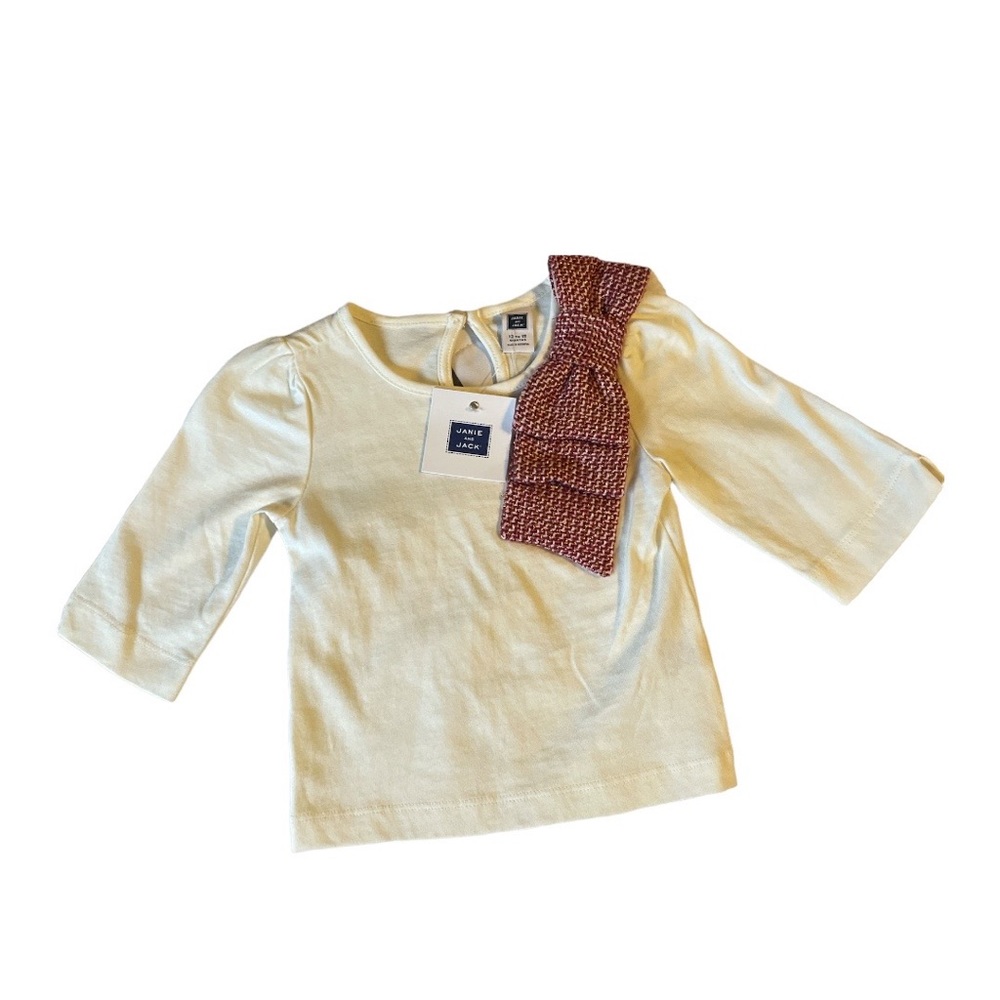 Janie and Jack long Sleeve Top with Tweed Bow